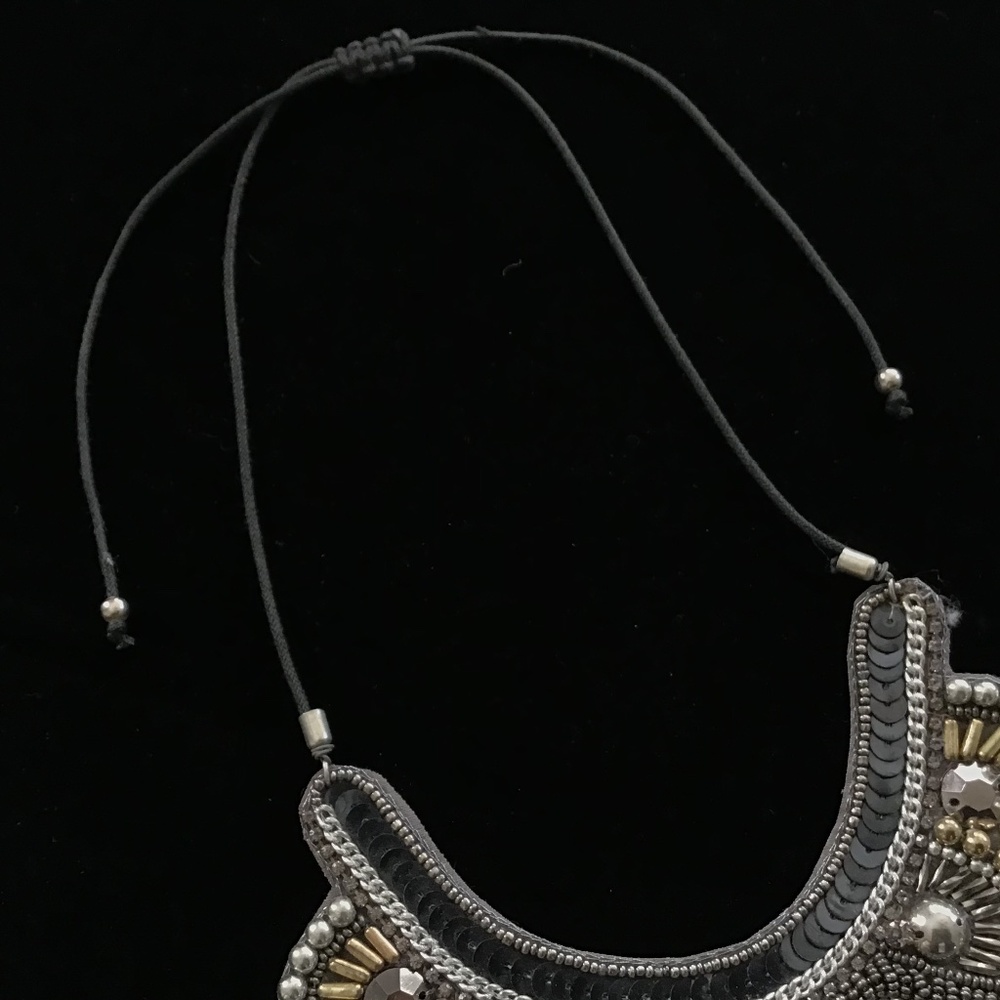 Adjustable Embroidered Beaded Statement Necklace - image 6